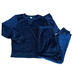 HoneyDew‎ Blue Velour Two Piece Loungewear Jogger Pajama Set Size L
